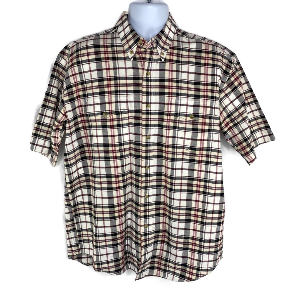 Roper Black & Burgundy Plaid Casual Short … Summer